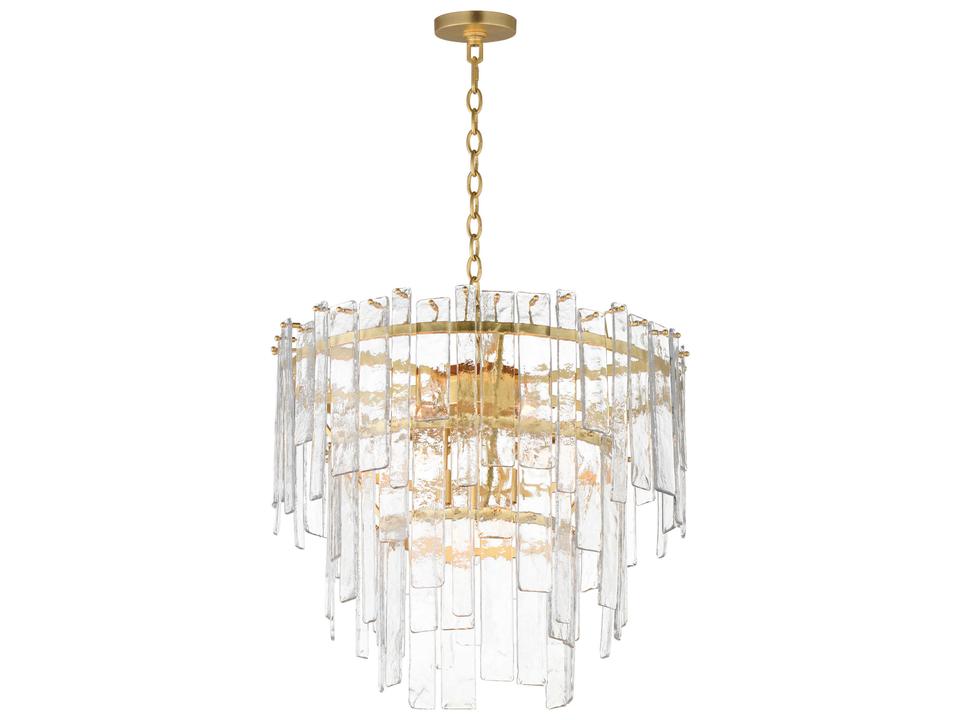 Warren 9-Light Gold Leaf Tiered Chandelier with Artisan Glass