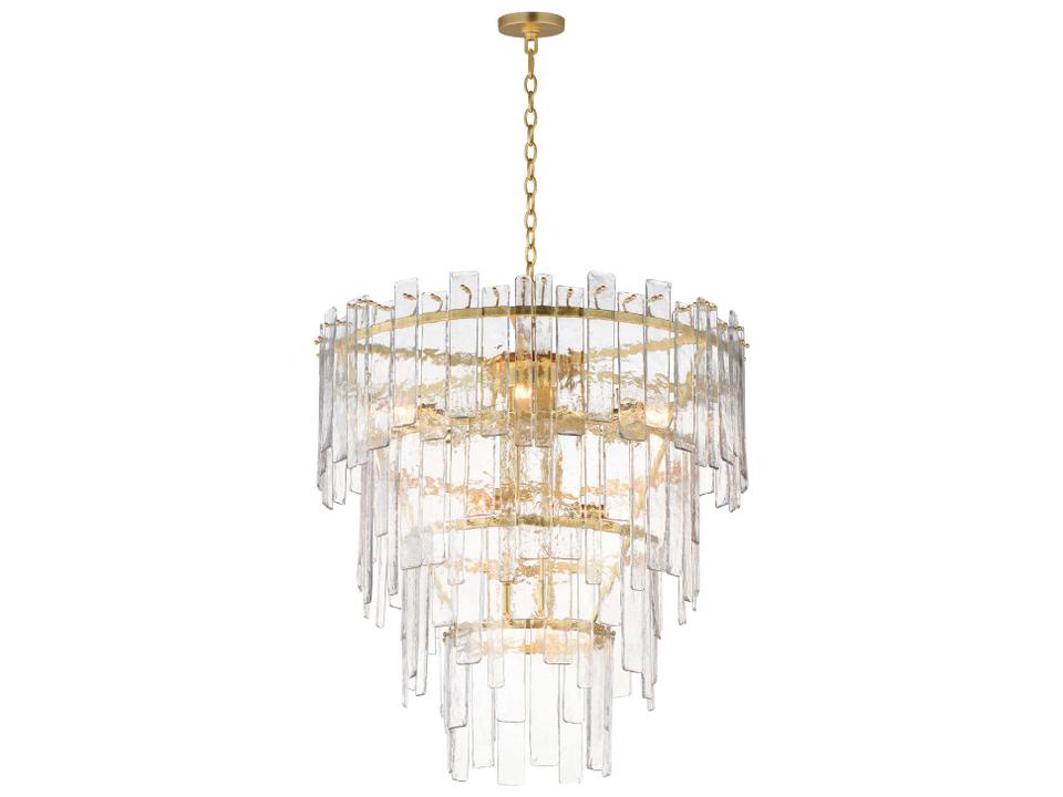 Warren 12-Light Gold Leaf Tiered Chandelier with Artisan Glass