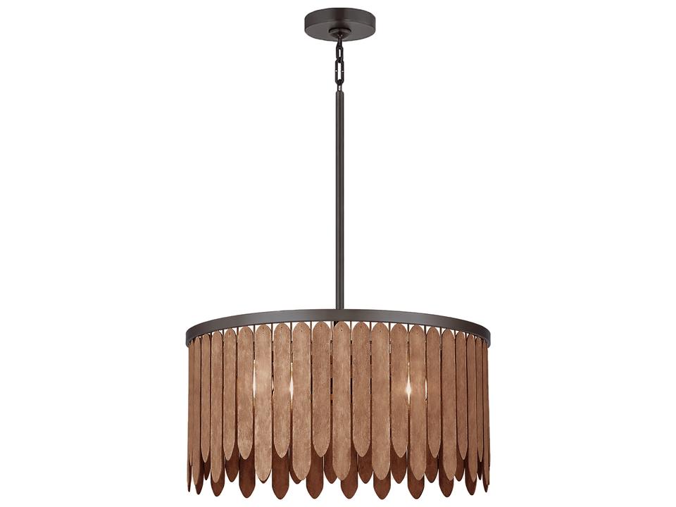 Marimba 4- Light Walnut Brown Drum Chandelier