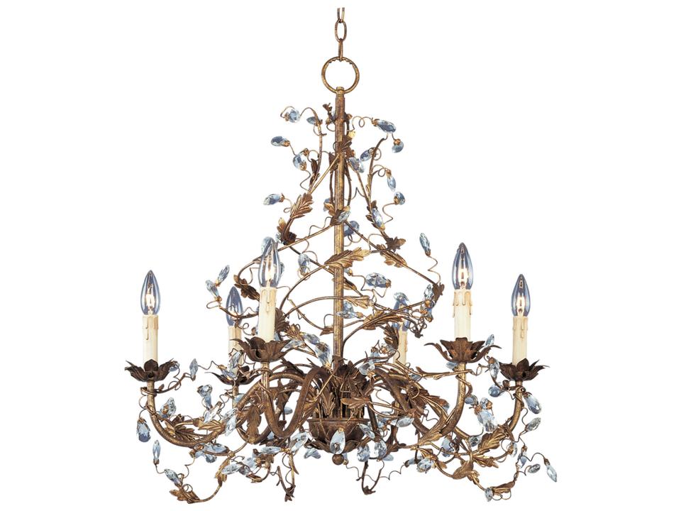 6-Light Elegante Chandelier in Etruscan Gold with Crystal Accents