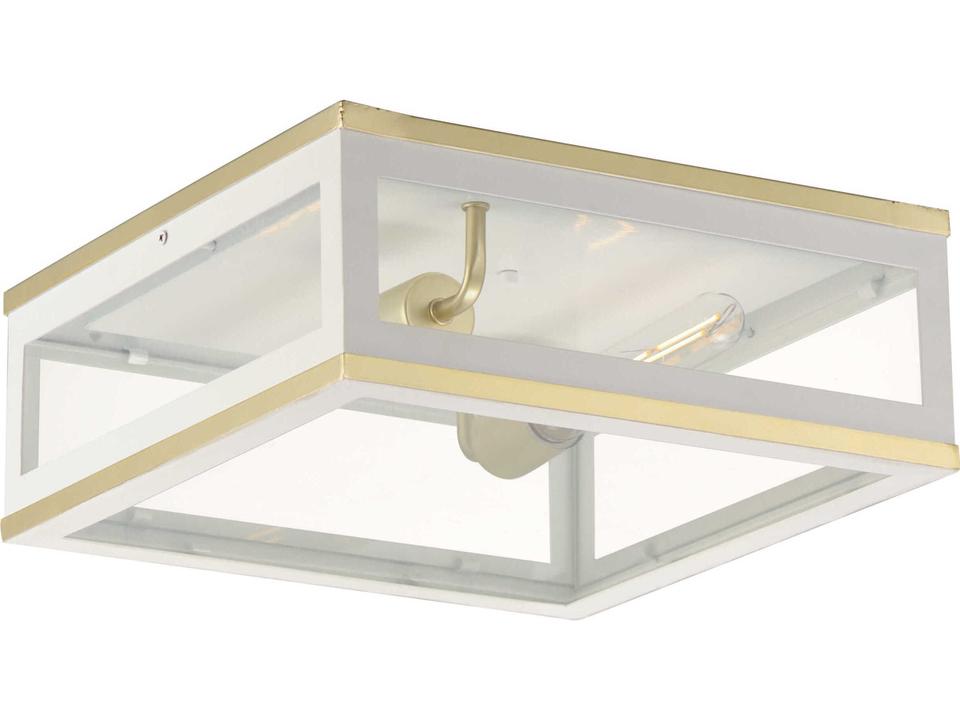 Neoclass 2-Light Outdoor Flush Mount in White and Gold