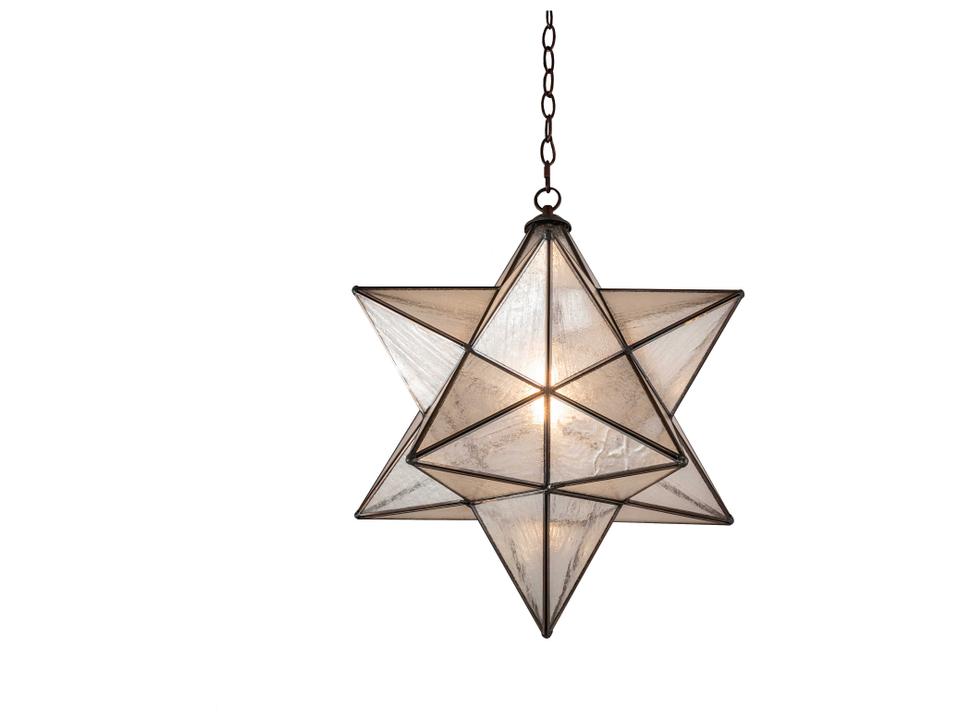 Moravian Star 1-Light Outdoor Hanging Light in Craftsman Brown