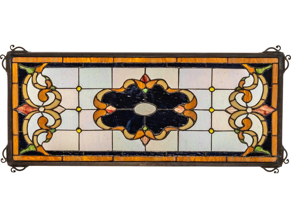 Madison Transom Stained Glass Window Art 24-Inch Wide Art Nouveau Design