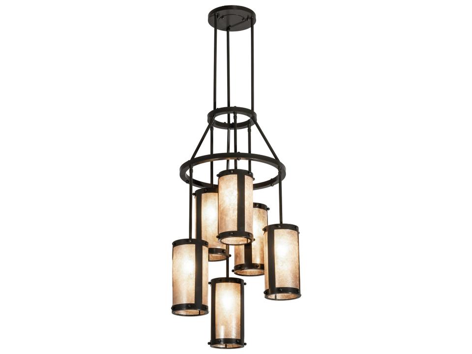 Cartier 6-Light Timeless Bronze Chandelier with Silver Mica Shades