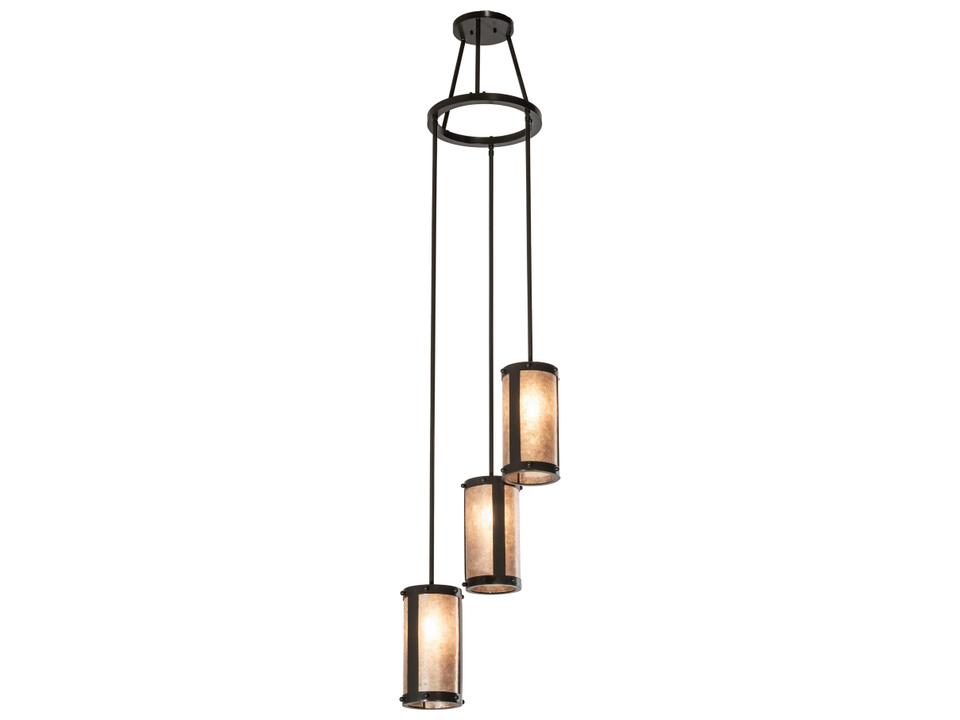 Cartier 3-Light Cascading Chandelier in Timeless Bronze with Silver Mica Shades