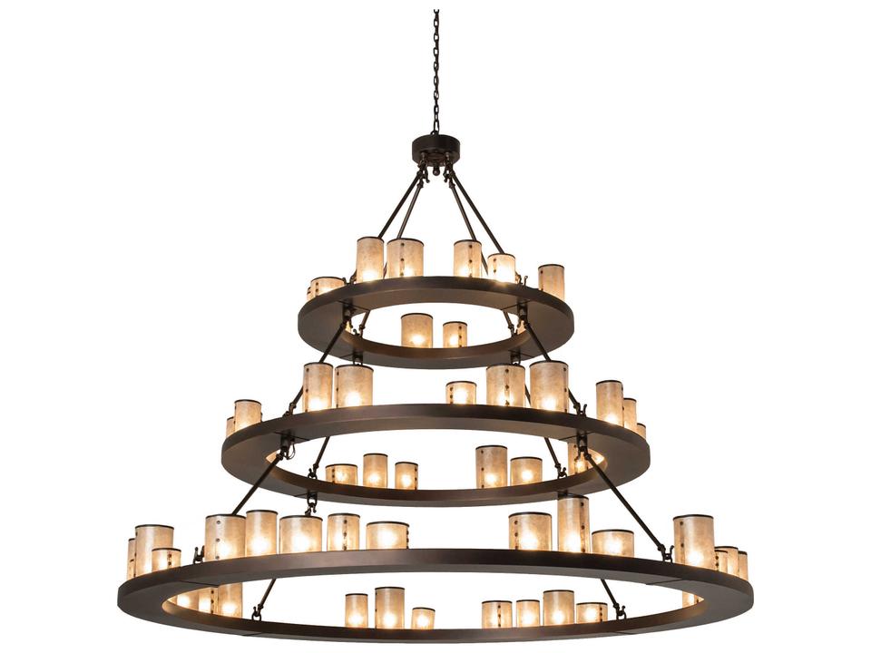 Loxley 63-Light Shelburne 3-Tier Chandelier with Silver Mica Cylinders