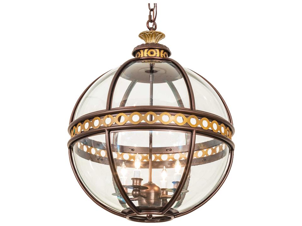Guilloche 4-Light Pendant Light in Mahogany Bronze Gold Matte