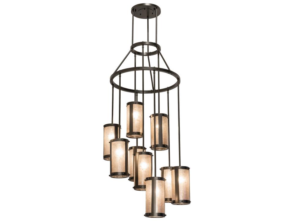 Cartier 9-Light Oil Rubbed Bronze Glass Cylinder Chandelier