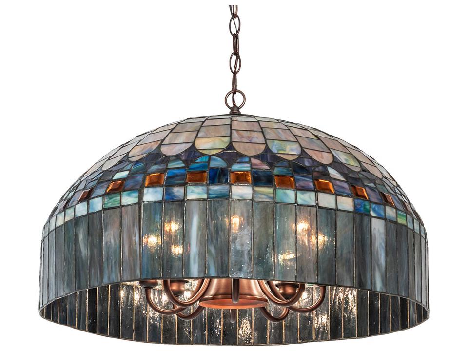 Tiffany Candice 9-Light Mahogany Bronze Glass Dome Chandelier