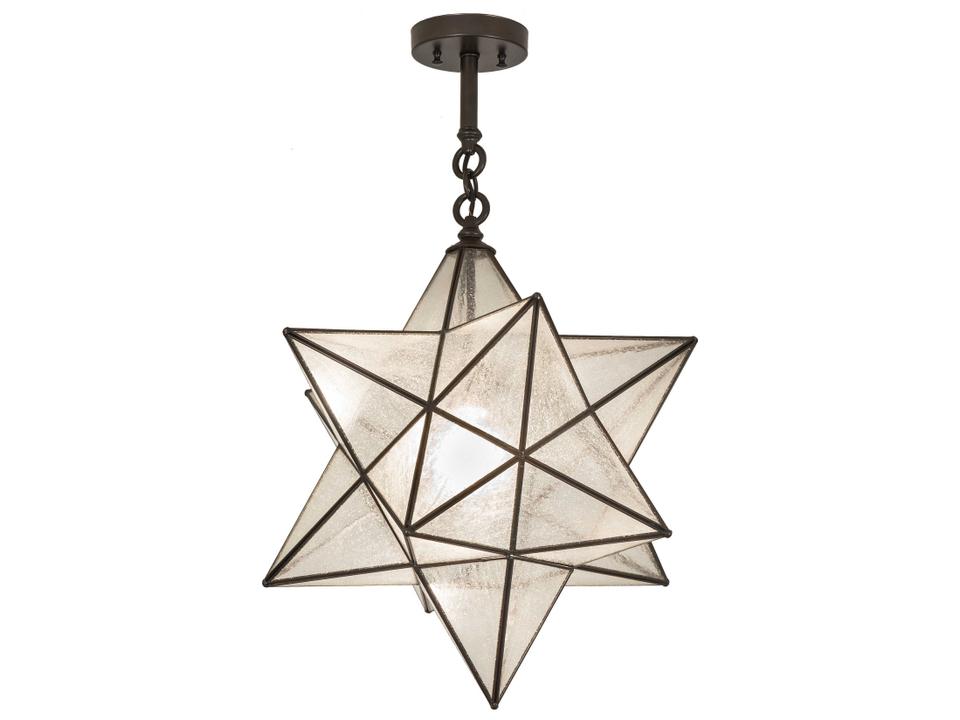 Moravian Star 1-Light Outdoor Hanging Light in Craftsman Brown