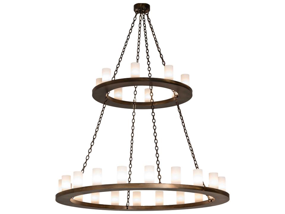 Loxley 28-Light LED Tiered Chandelier in Antique Copper with Idalight Glass