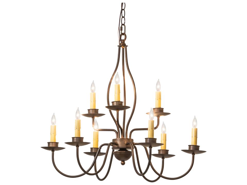 9-Light Earl Candelabra Chandelier in Antique Copper