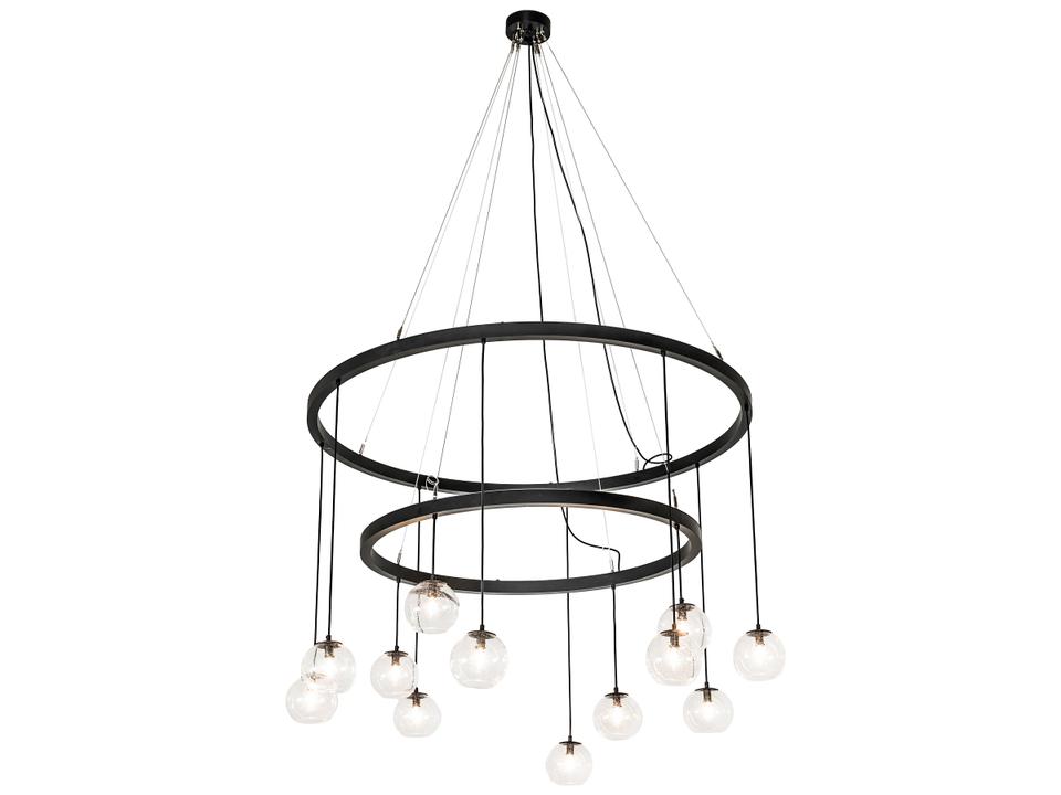 Bola 12-Light Cascading Tiered Chandelier with Solar Black Finish