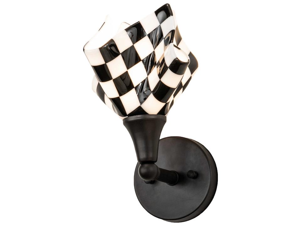 Metro Fusion 1-Light Wall Sconce in Black Glass