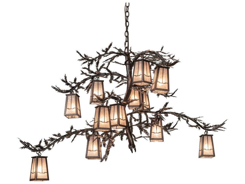 Pine Branch Valley View 12-Light Chandelier in Copper Vein