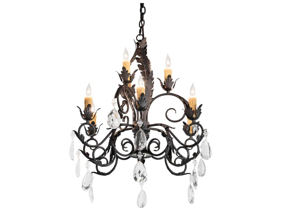 New Country French 9-Light Candelabra Chandelier in Chestnut Textured Brown