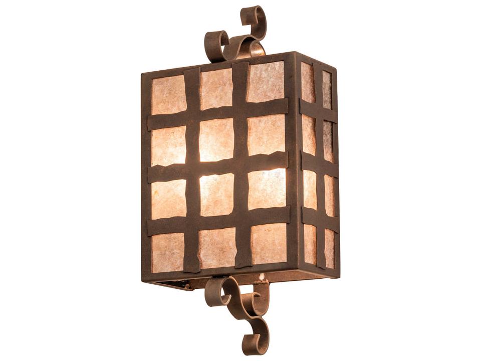 Monte Cristo 2-Light Outdoor Wall Sconce in Rustic Iron with Amber Mica