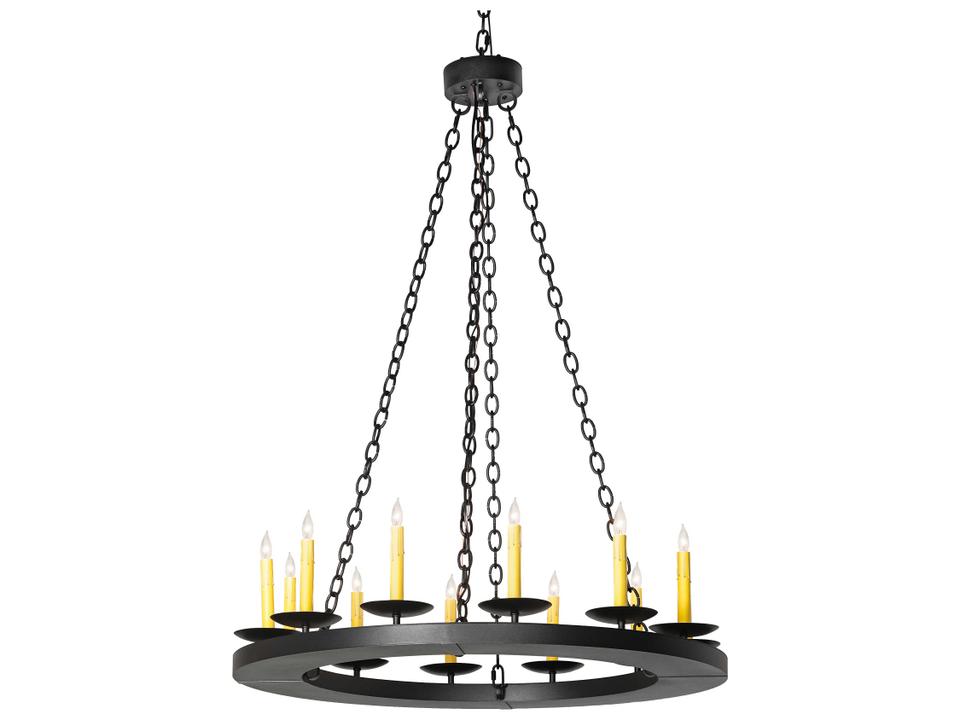 Loxley 12-Light Textured Black Chandelier with Ivory Faux Candlelights