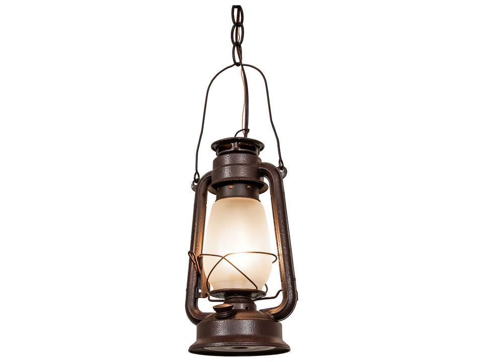 Miners Lantern 1-Light Outdoor Hanging Pendant Light in Distressed Rust