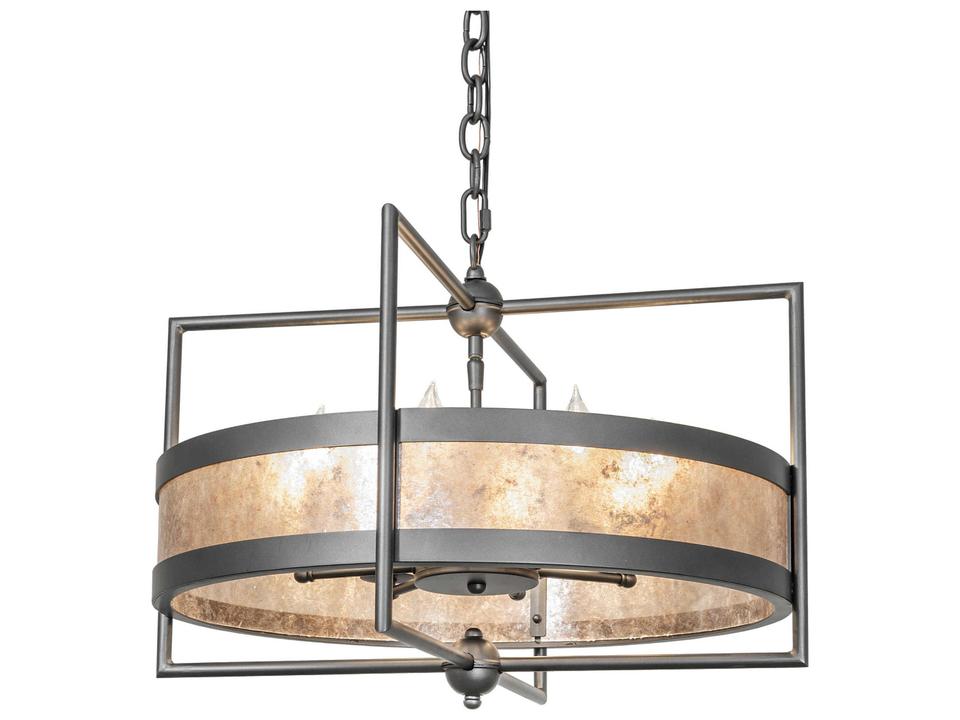 Aldari 8-Light Wrought Iron Chandelier with Silver Mica Shade