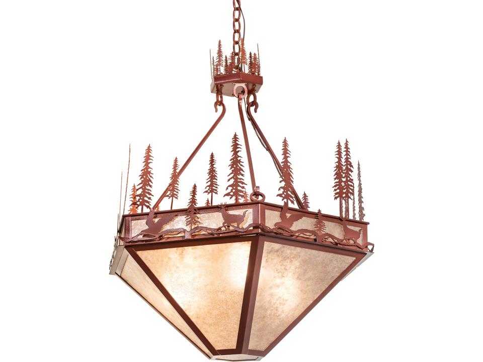 Wildlife At Pine Lake 3-Light Chandelier in Silver Mica and Copper Metallic