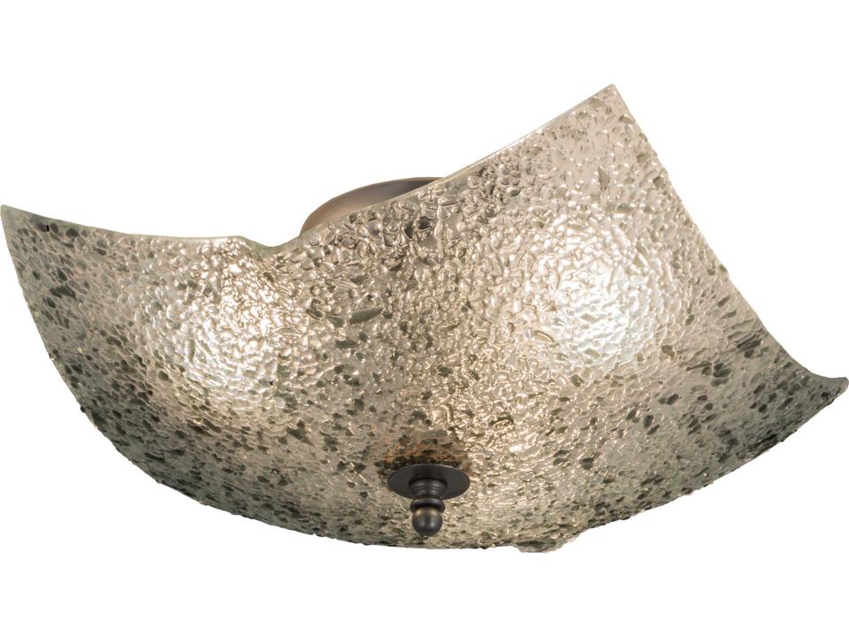 3-Light Metro Fusion Organic Slumped Glass Flush Mount in Nickel