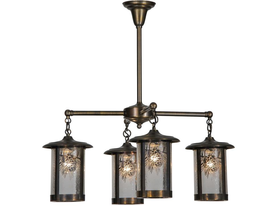 Fulton 4-Light Traditional Chandelier in Antique Brass with Clear Seeded Glass