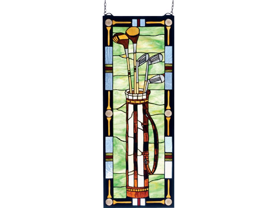 Tiffany Golf Themed Stained Glass Window Panel in Multi