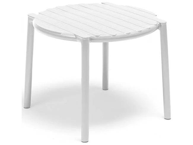 Doga Round Patio End Table Fiberglass Resin White