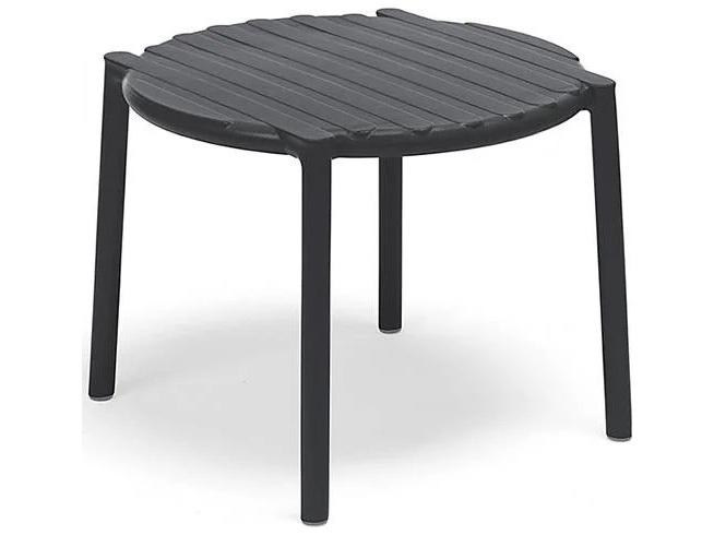 Doga Round Outdoor End Table in Anthracite Fiberglass Resin