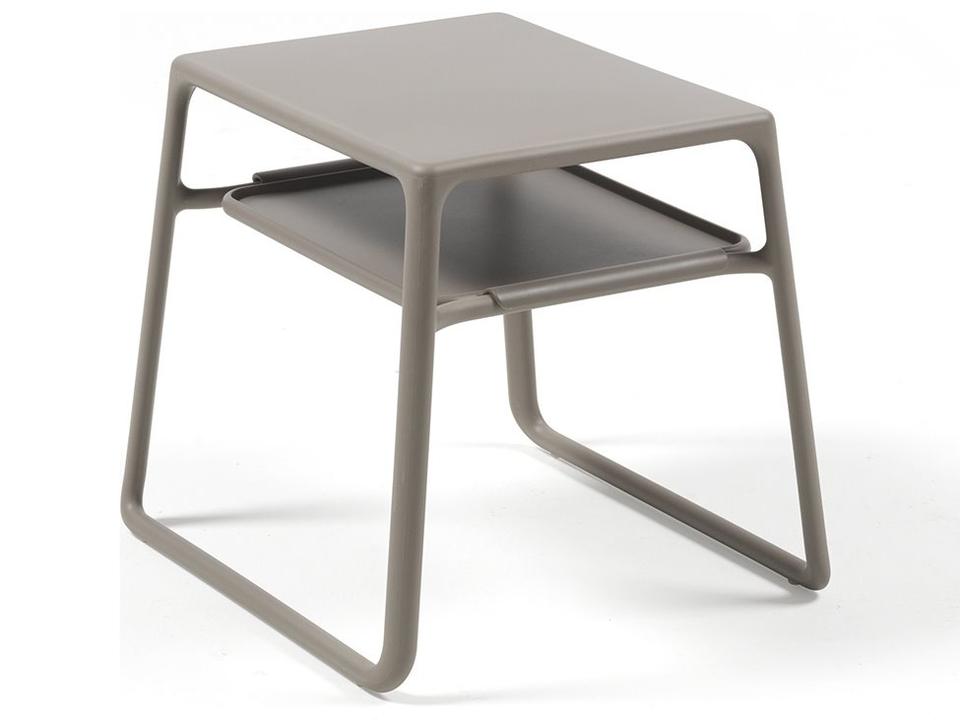 Pop Rectangular Patio Side Table in Tortora Fiberglass Resin