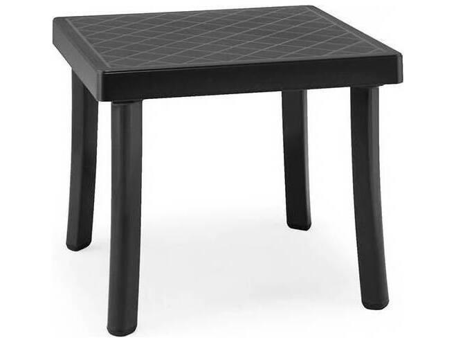 Rodi Square Outdoor Side Table in Anthracite Fiberglass Resin