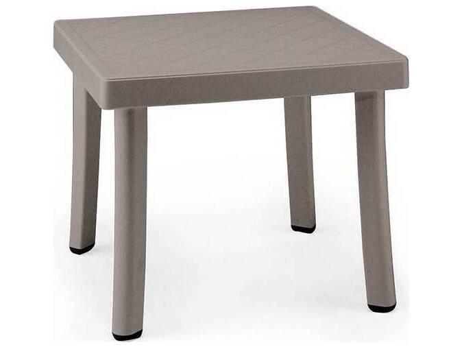 Rodi Square Outdoor Side Table in Tortora Fiberglass Resin