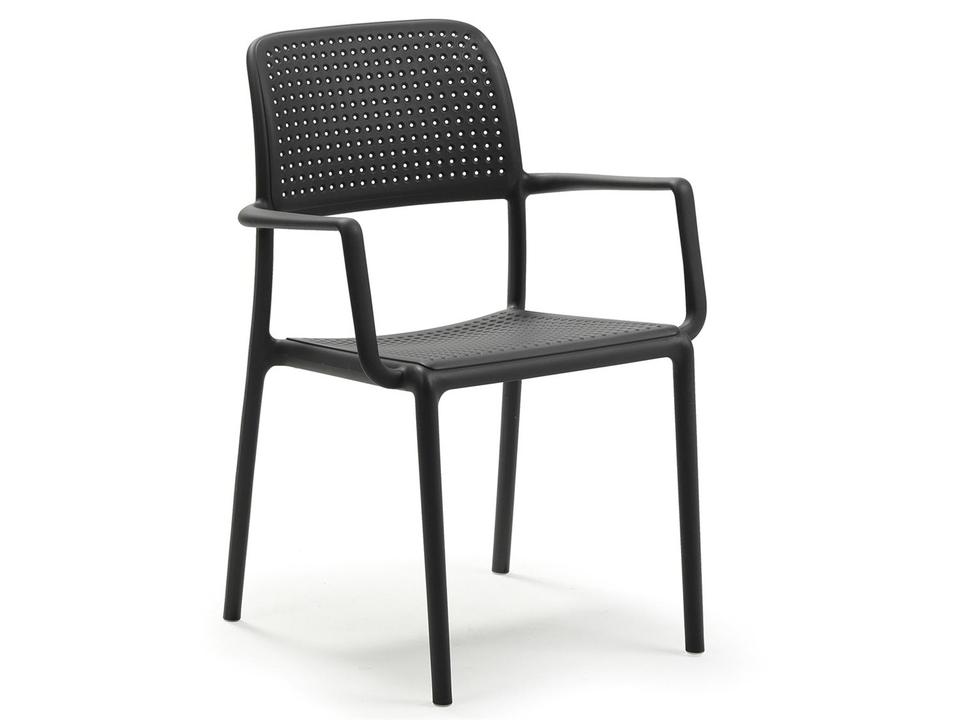 Bora Resin Antracite Stackable Patio Dining Arm Chair
