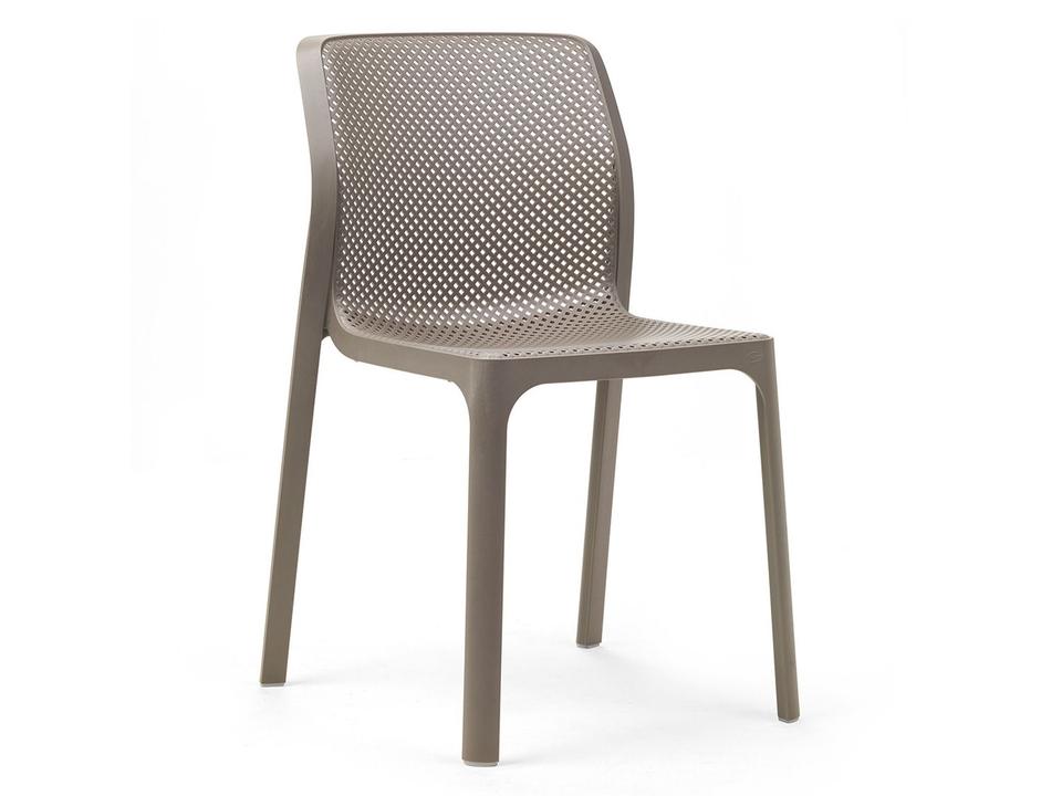 Bit Outdoor Side Chair in Tortora Stackable Italian Design