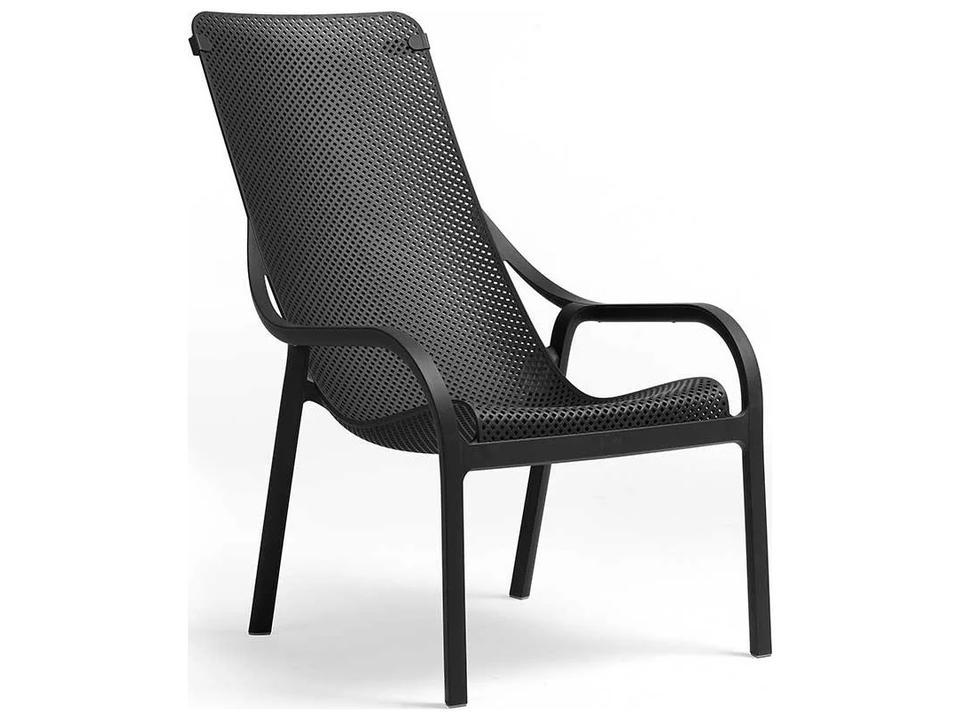 Net Stackable Outdoor Accent Chair in Anthracite with Wave Profile