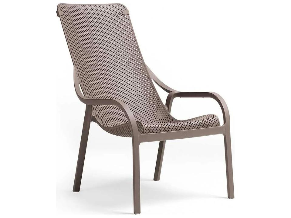 Net Relax Outdoor Stackable Armchair in Tortora Fiberglass Resin