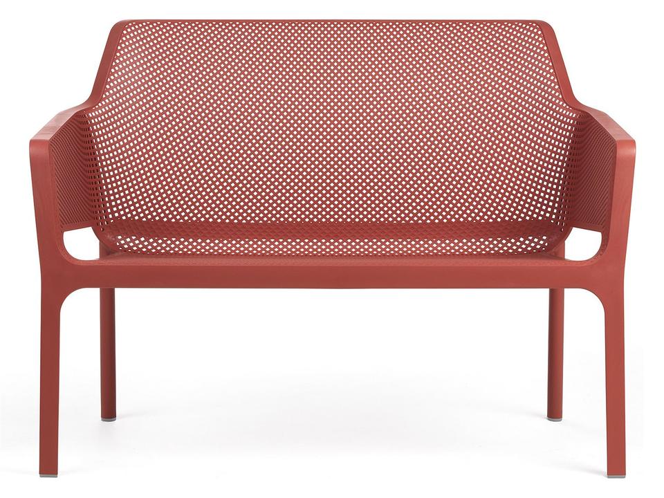 Net 2-Seat Fiberglass Resin Outdoor Bench in Corallo