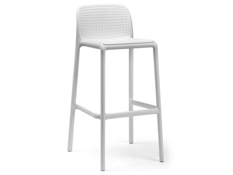 Lido Outdoor Fiberglass Resin Stackable Bar Stool in Bianco White