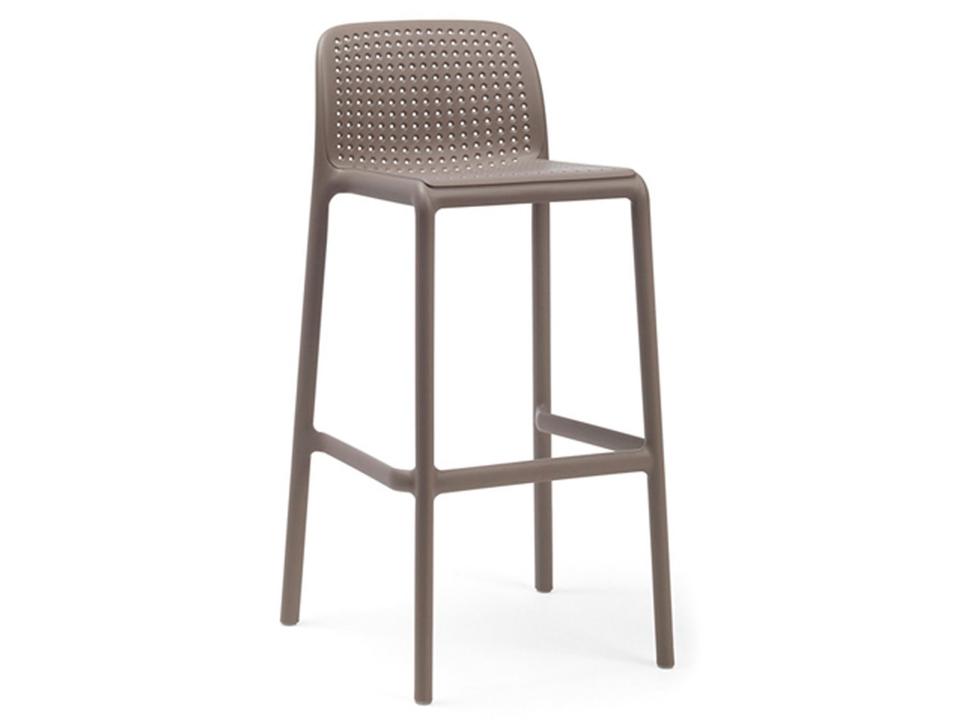 Lido Outdoor Bar Stool in Tortora Fiberglass Resin
