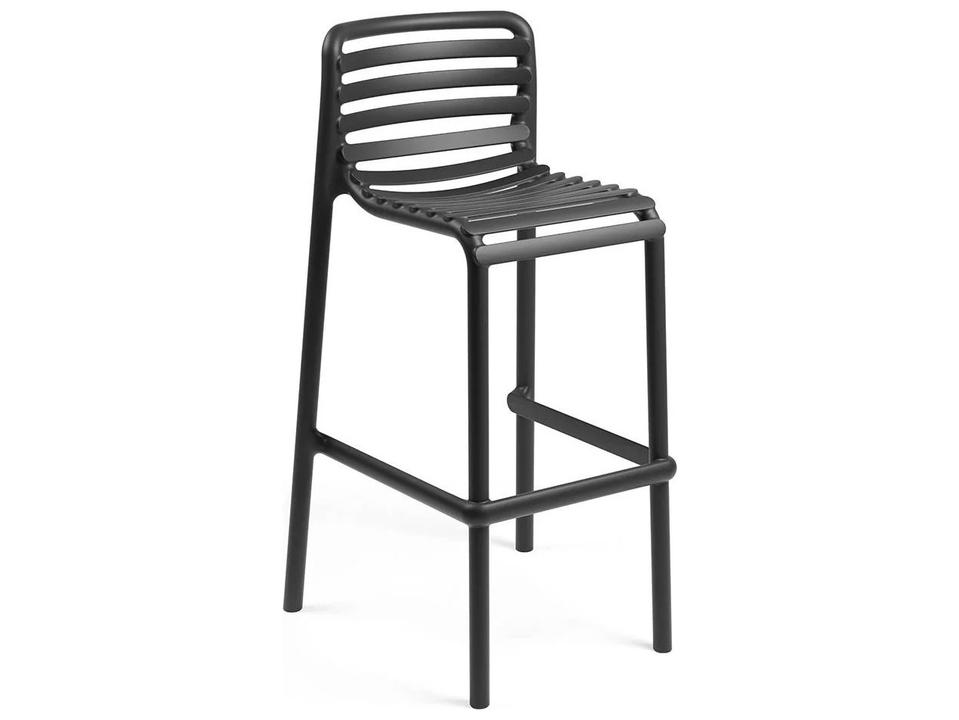 Doga Stackable Outdoor Bar Stool in Antracite Fiberglass Resin