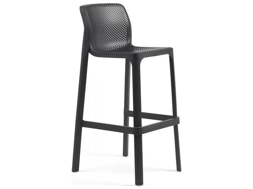 Net Fiberglass Resin Outdoor Bar Stool in Antracite