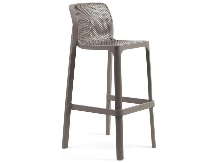 Net Stackable Outdoor Bar Stool in Tortora Fiberglass Resin