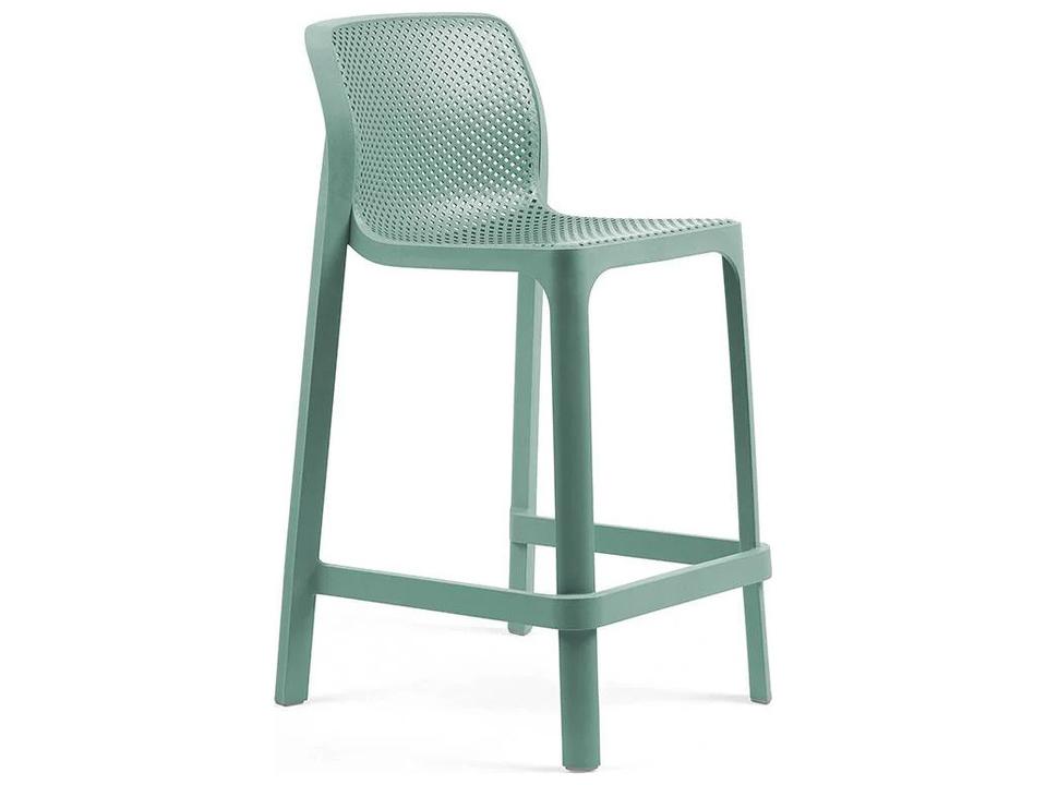 Net Stool Mini Counter Height Stool in Salice Green Fiberglass Resin