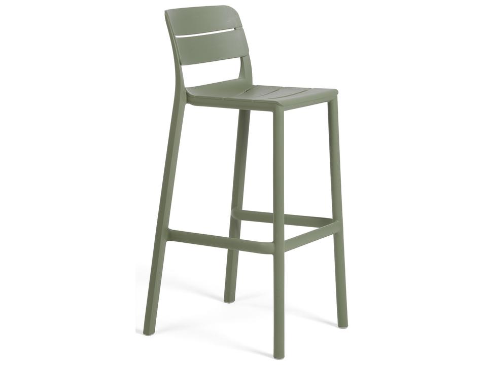 Cassia Resin Bar Stool in Cactus Green with Slatted Back