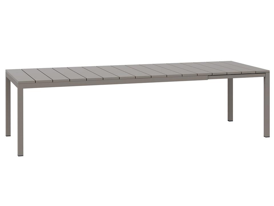 Rio Rectangular Extendable Outdoor Dining Table in Tortora DurelTop and Coated Aluminum