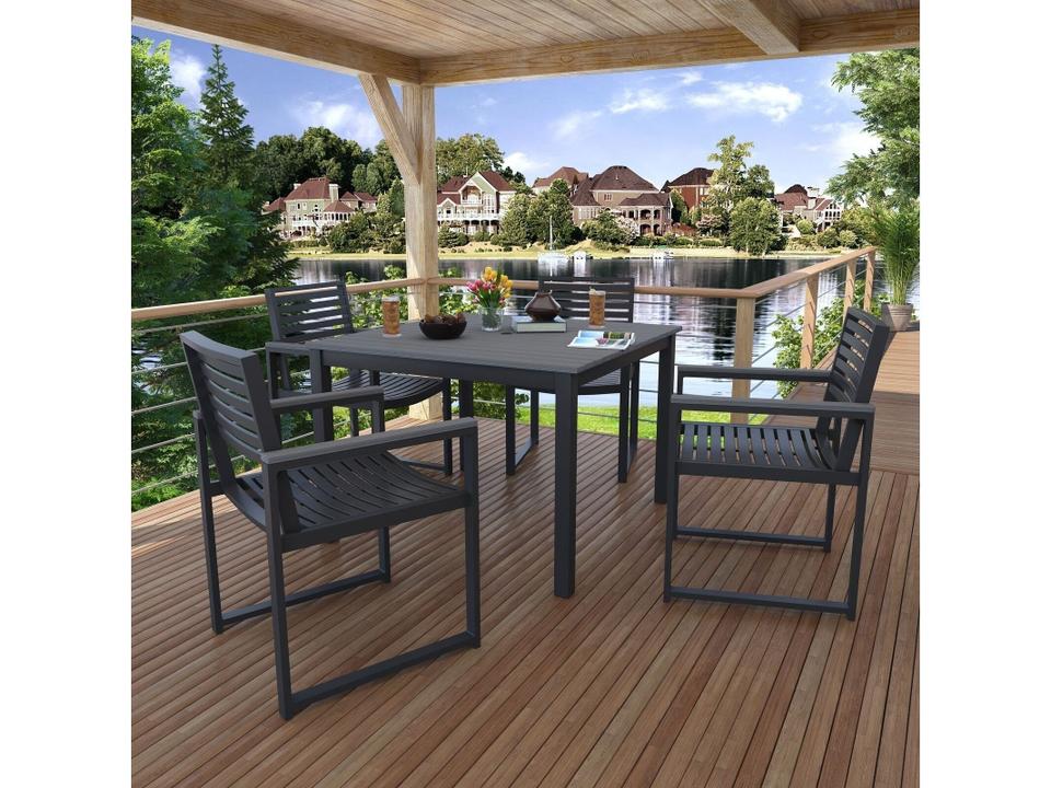 Dining 4 Seater 33" Patio Dining Set in Antique Mahogany Tangent Arms & Top