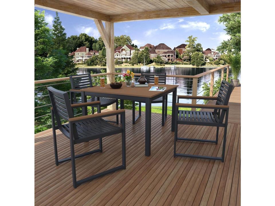 41 Inch Square Aluminum 4 Seater Dining Set