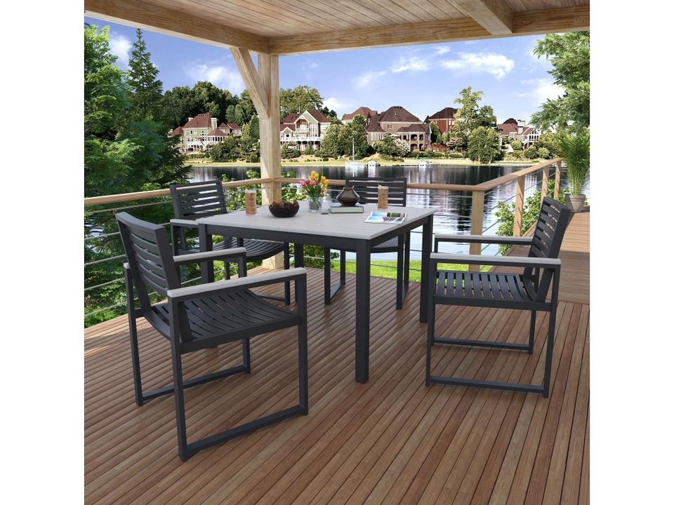 Aluminum 4 Seater 41" Patio Dining Set in Dark Gray Duraboard Top