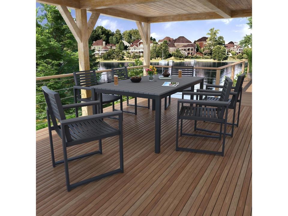 Aluminum 6 Seater 72 x 41 Dining Set in Antique Mahogany
